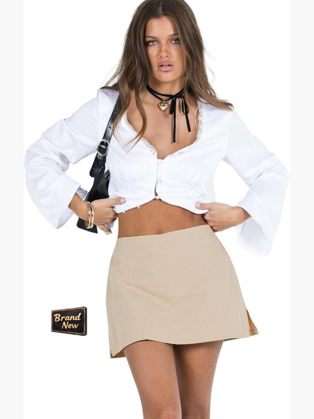 Mid Rise Skort with Built-In Shorts and Invisible Zip